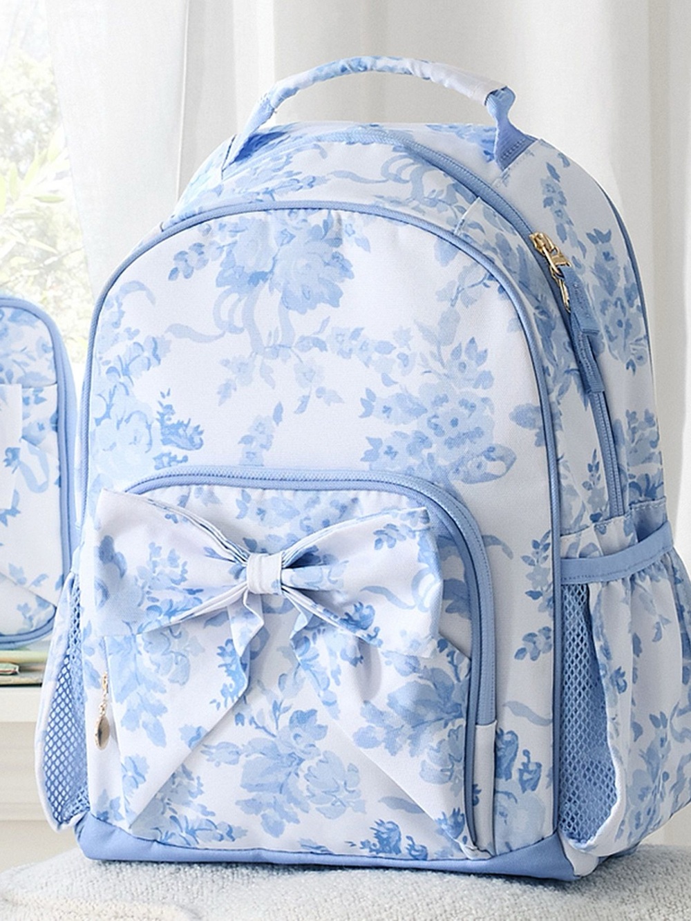 LoveShackFancy Blue Damask Floral Mackenzie Backpack with Bow 🩵 Women or Kids